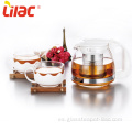 Set de 3 piezas de tetera de té rosa de cristal rosa lila